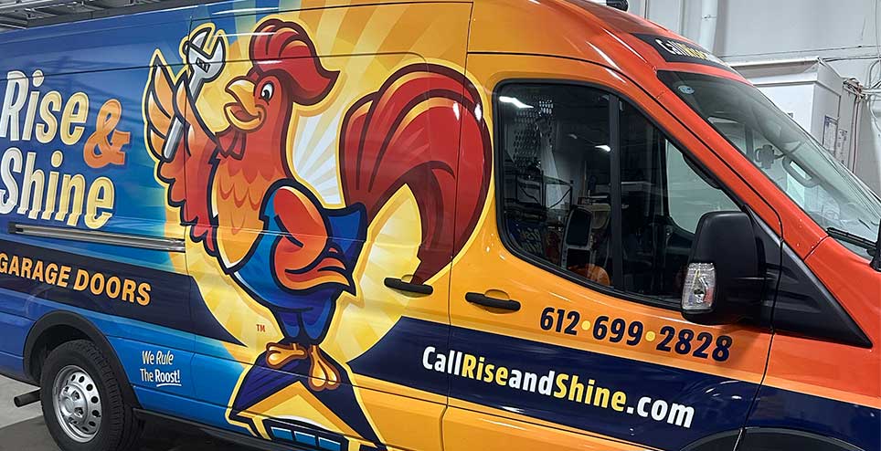 Rise & Shine Garage Doors service van.